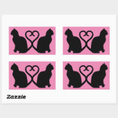 Zwei Katzen in Liebe Silhouette Rectangle Aufklebe Rechteckiger Aufkleber (Blatt)