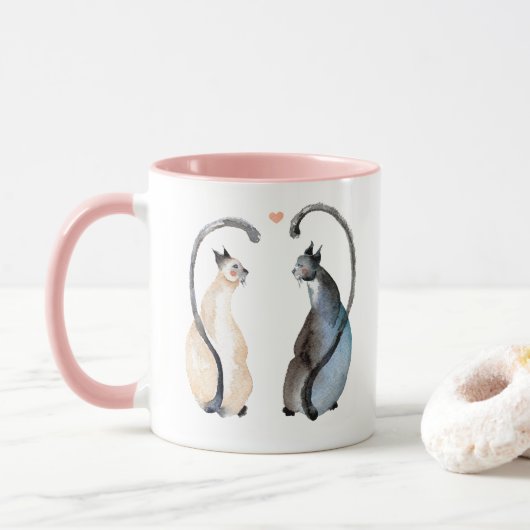 Zwei Katzen in Liebe Tasse (Mit Donut)