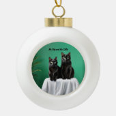 Zwei Katzen Keramik Kugel-Ornament (Vorderseite)
