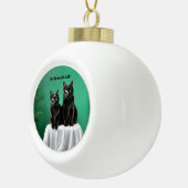 Zwei Katzen Keramik Kugel-Ornament (Rechts)