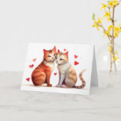 Zwei Katzen kuscheln für Valentinstag Romantik Karte (Gelbe Blume)
