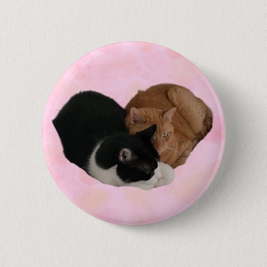 Zwei Katzen machen Herz-Button Button (Vorderseite)