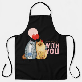 Zwei Katzen mit Herzformen und romantisch Schürze