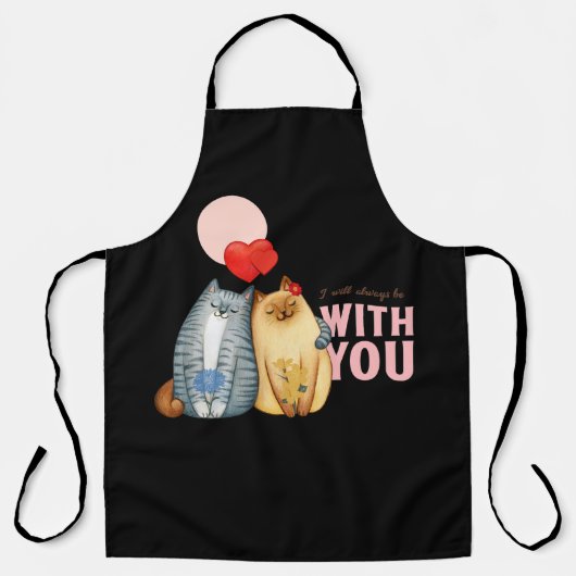 Zwei Katzen mit Herzformen und romantisch Schürze (Vorderseite)