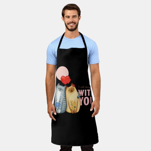 Zwei Katzen mit Herzformen und romantisch Schürze (Getragen)