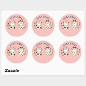 ZWEI KATZEN MIT MASKEN bleibe SICHERE KLEINE Runder Aufkleber (Blatt)