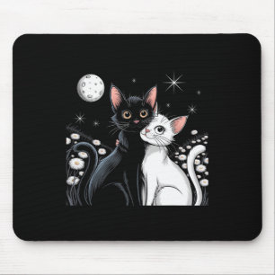 Zwei Katzen Paar Mond Liebe Umarmen Valentinstag K Mousepad