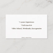 Zwei Katzen Rote Sonnenblume Babysitter Kinderbetr Visitenkarte (Rückseite)