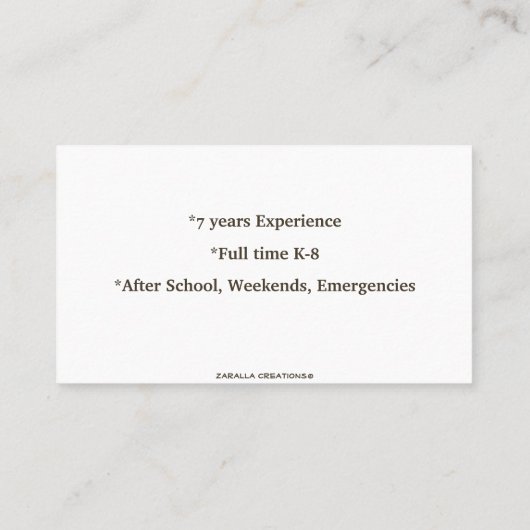 Zwei Katzen Rote Sonnenblume Babysitter Kinderbetr Visitenkarte (Rückseite)