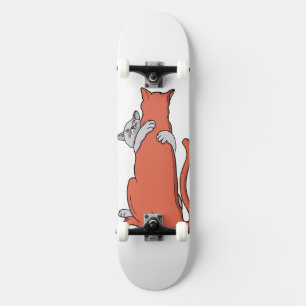 Zwei Katzen schließen Freundschaft Skateboard