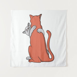 Zwei Katzen schließen Freundschaft Wandteppich