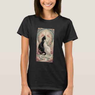 Zwei Katzen Schwarz und Weiß und Liebe Vintage T-Shirt