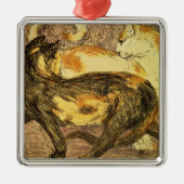 Zwei Katzen Silbernes Ornament (Vorne)
