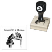 Zwei Katzen spielen Schachspiel Brettspiele Gummistempel (Stempel)