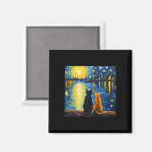 Zwei Katzen Starry Night Lover Kat Art Malerei Kit Magnet (Vorderseite/Rückseite)