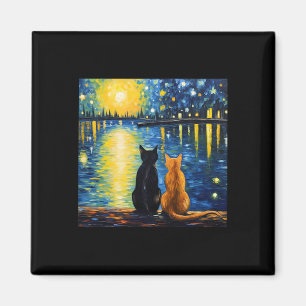 Zwei Katzen Starry Night Lover Kat Art Malerei Kit Magnet