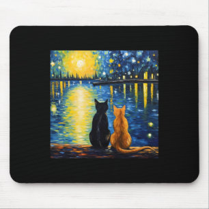 Zwei Katzen Starry Night Lover Kat Art Malerei Kit Mousepad