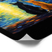 Zwei Katzen Starry Night Lover Kat Art Malerei Kit Poster (Ecke)