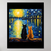 Zwei Katzen Starry Night Lover Kat Art Malerei Kit Poster (Vorne)