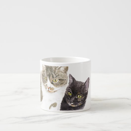 Zwei Katzen - Tabby und Tortie Espressotasse (Vorderseite)