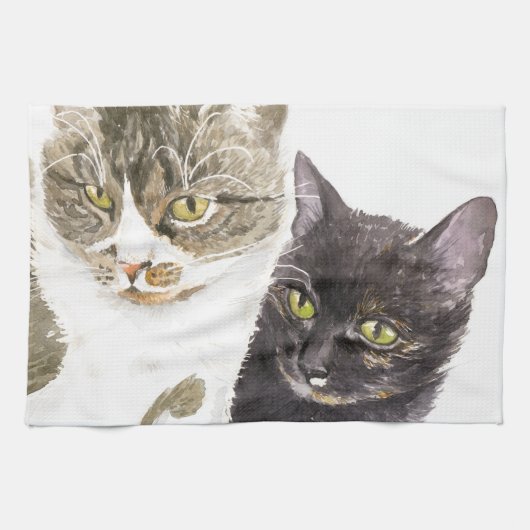 Zwei Katzen - Tabby und Tortie Geschirrtuch (Horizontal)