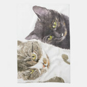Zwei Katzen - Tabby und Tortie Geschirrtuch (Vertikal)