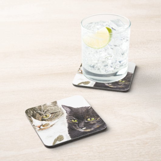 Zwei Katzen - Tabby und Tortie Getränkeuntersetzer (Rechte Seite)