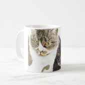 Zwei Katzen - Tabby und Tortie Kaffeetasse (Vorderseite Links)