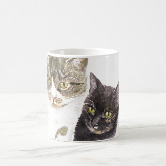 Zwei Katzen - Tabby und Tortie Kaffeetasse (Mittel)