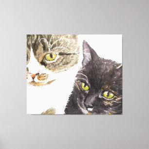 Zwei Katzen - Tabby und Tortie Leinwanddruck