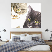 Zwei Katzen - Tabby und Tortie Leinwanddruck (Insitu (Schlafzimmer))