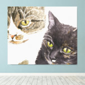 Zwei Katzen - Tabby und Tortie Leinwanddruck (Insitu (Holzboden))