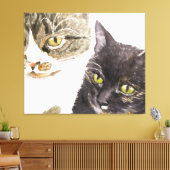 Zwei Katzen - Tabby und Tortie Leinwanddruck (Insitu (Wohnzimmer))