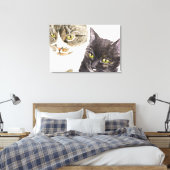 Zwei Katzen - Tabby und Tortie Leinwanddruck (Insitu (Schlafzimmer))