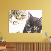 Zwei Katzen - Tabby und Tortie Leinwanddruck (Insitu (Wohnzimmer))
