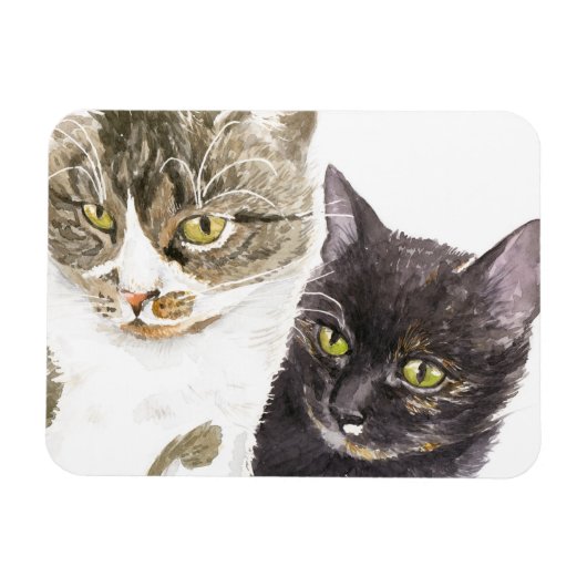 Zwei Katzen - Tabby und Tortie Magnet (Horizontal)