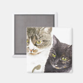 Zwei Katzen - Tabby und Tortie Magnet (Vorderseite/Rückseite)