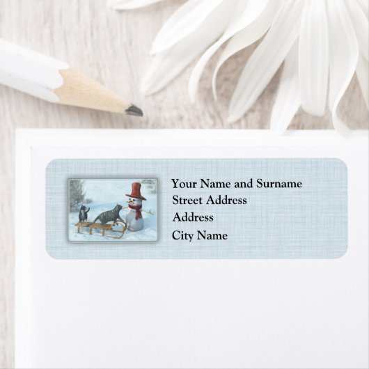 Zwei Katzen und ein Schneemann (Insitu)