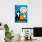 Zwei Katzen unter Vollmond Poster (Heimbüro)