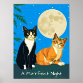 Zwei Katzen unter Vollmond Poster (Vorne)