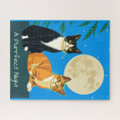 Zwei Katzen unter Vollmond Puzzle (Horizontal)