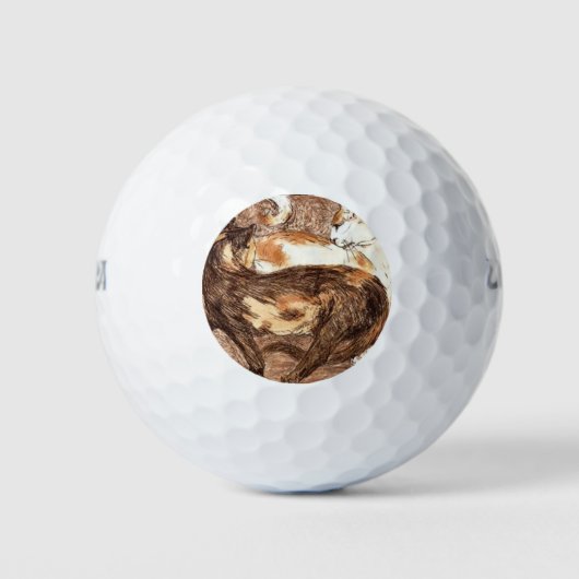 Zwei Katzen (von Franz Marc) Golfball (Vorderseite)