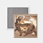 Zwei Katzen (von Franz Marc) Magnet (Vorderseite/Rückseite)