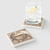 Zwei Katzen (von Franz Marc) Steinuntersetzer (Seitenansicht)