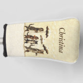 Zwei Katzen wandern im Schnee mit Kätzchen Schirme Golf Headcover (Vorderseite)