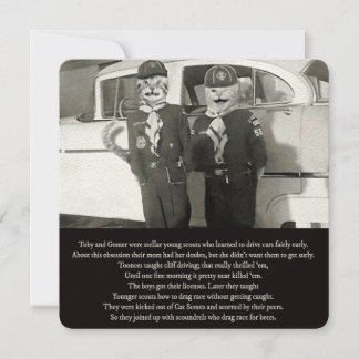 Zwei Katzenrutschen fahren den Weg hinunter zum Pe Mitteilungskarte