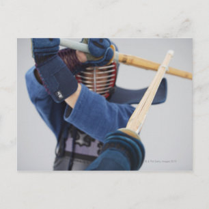 Zwei Kendo Fencer Sparring 2 Postkarte