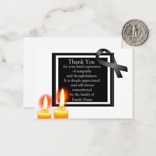 Zwei Kerzen nach der Beerdigung danke Ihnen Karten (Vorderseite/Rückseite Beispiel)