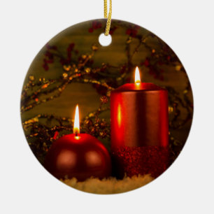 Zwei Kerzen Weihnachtsdekoration Keramikornament