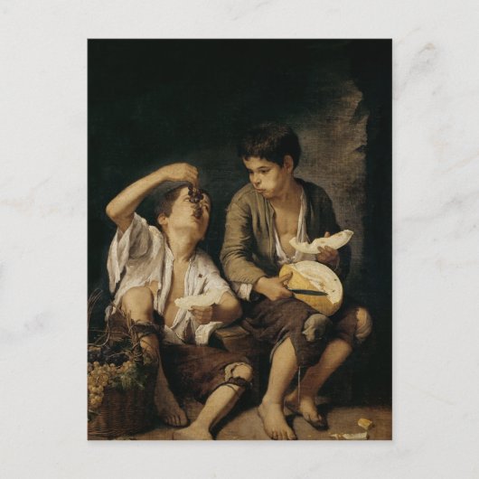 Zwei Kinder, die eine Melone und Trauben, 1645-46 Postkarte (Vorderseite)